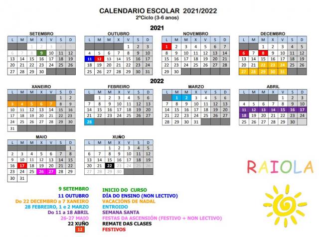 Calendario escolar 2ª ciclo (2021-2022)